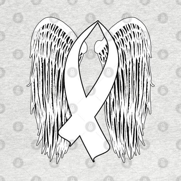 Winged Awareness Ribbon (White) by BlakCircleGirl